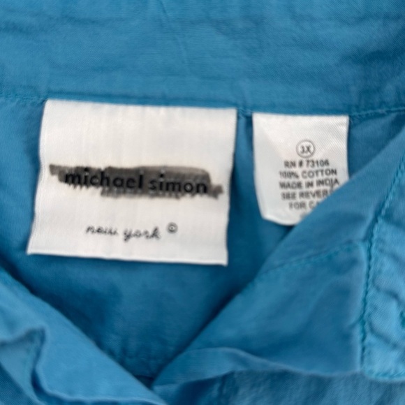 Michael Simon Fish Blue Blouse Art to Wear Top Plus Size 3X - Picture 3 of 4